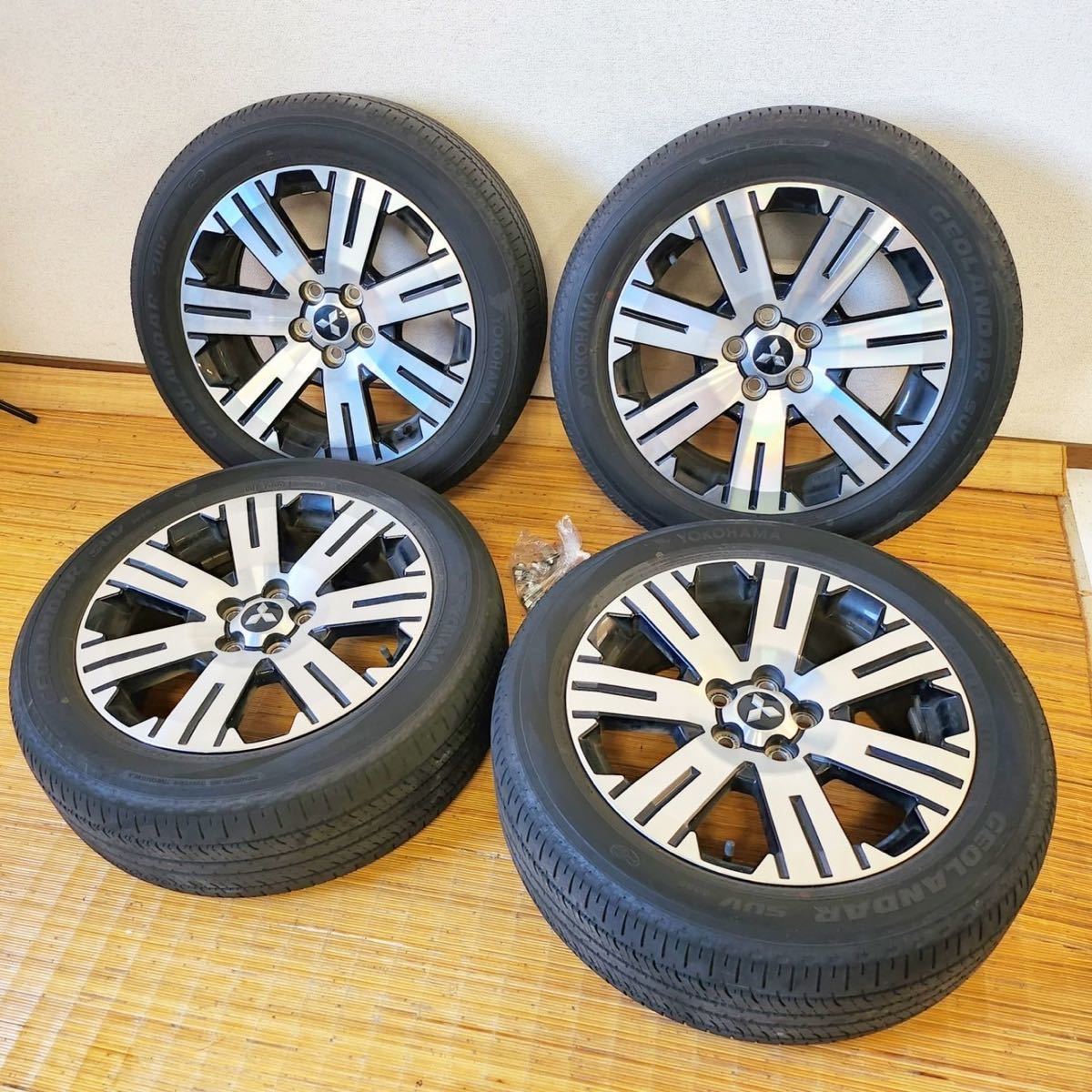 三菱 デリカ D:5 純正18x7J 5穴 PCD114.3 +38 2020年製 YOKOHAMA GEOLANDAR SUV 225/55R18 4本【NK4339】