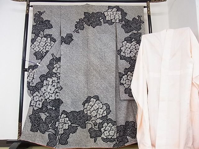 総絞り振袖 、長襦袢2点セット 平和屋2□豪華振袖 長襦袢(無双仕立て)セット 総絞り 吉祥花文 黒地