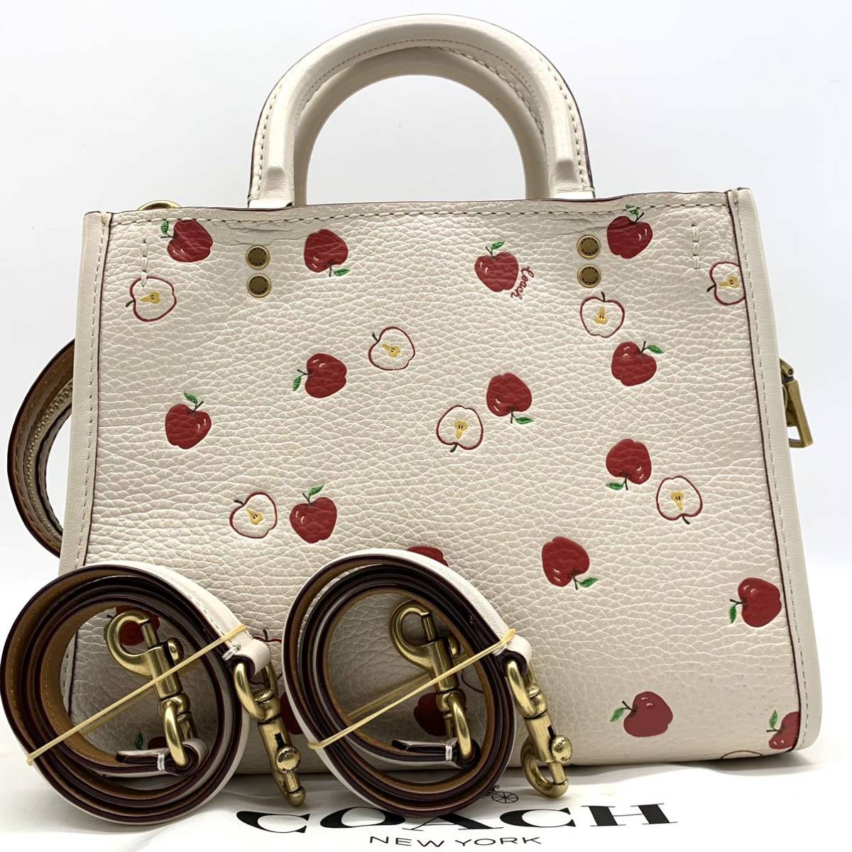 1円○付属品完備○COACH コーチ ローグ25 りんご柄 アップル 2way 