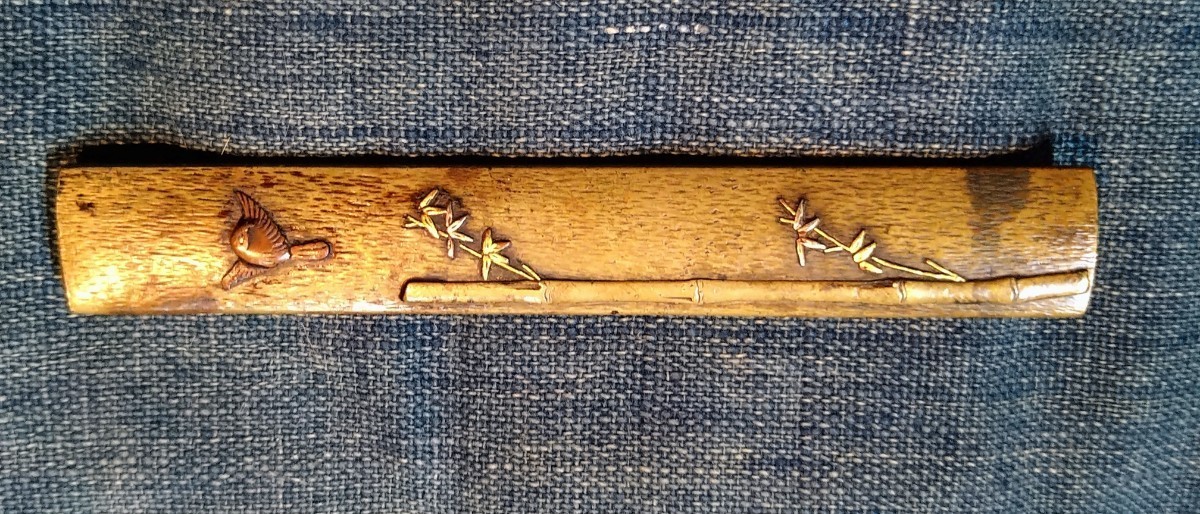 小柄 赤銅魚々子雲龍図 時代武具 刀装具 【氷】時代 武具 刀装具 赤銅