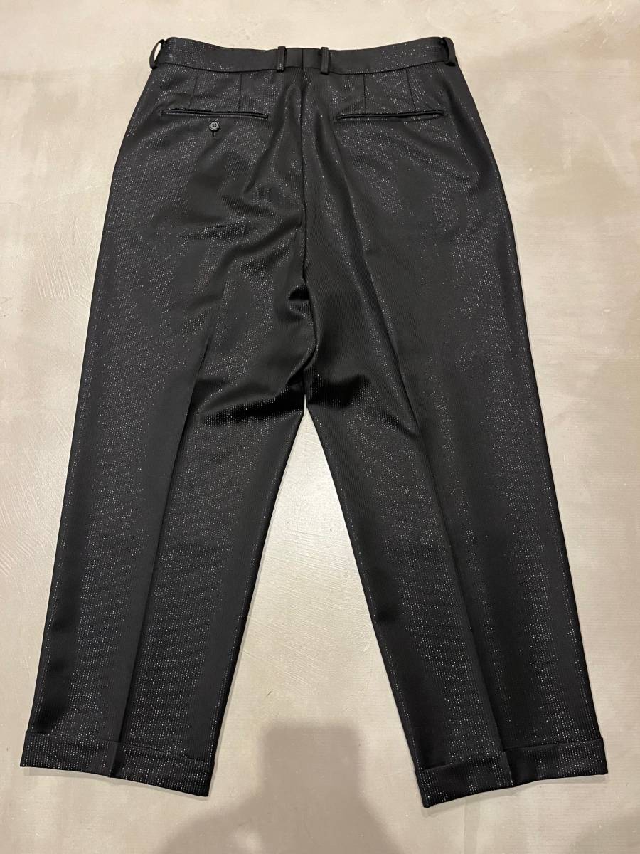 WACKO MARIA DORMEUIL / GLITTER PLEATED TROUSERS (TYPE-2)【BLACK