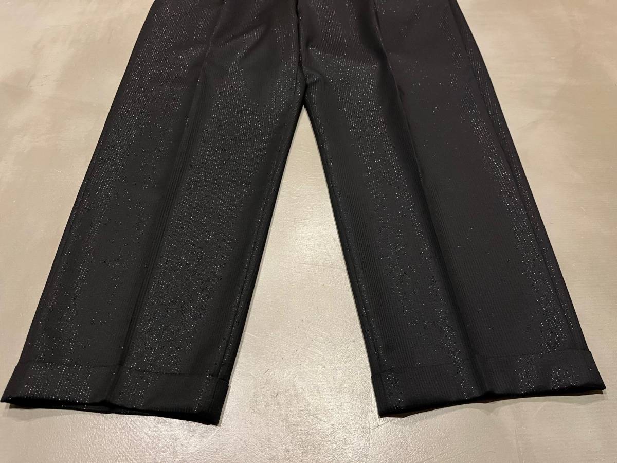 WACKO MARIA DORMEUIL / GLITTER PLEATED TROUSERS (TYPE-2)【BLACK