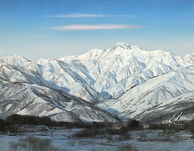 GLC】黒沢信男 「雪晴れの朝（白馬山麓）」 油彩30号 白日会委員
