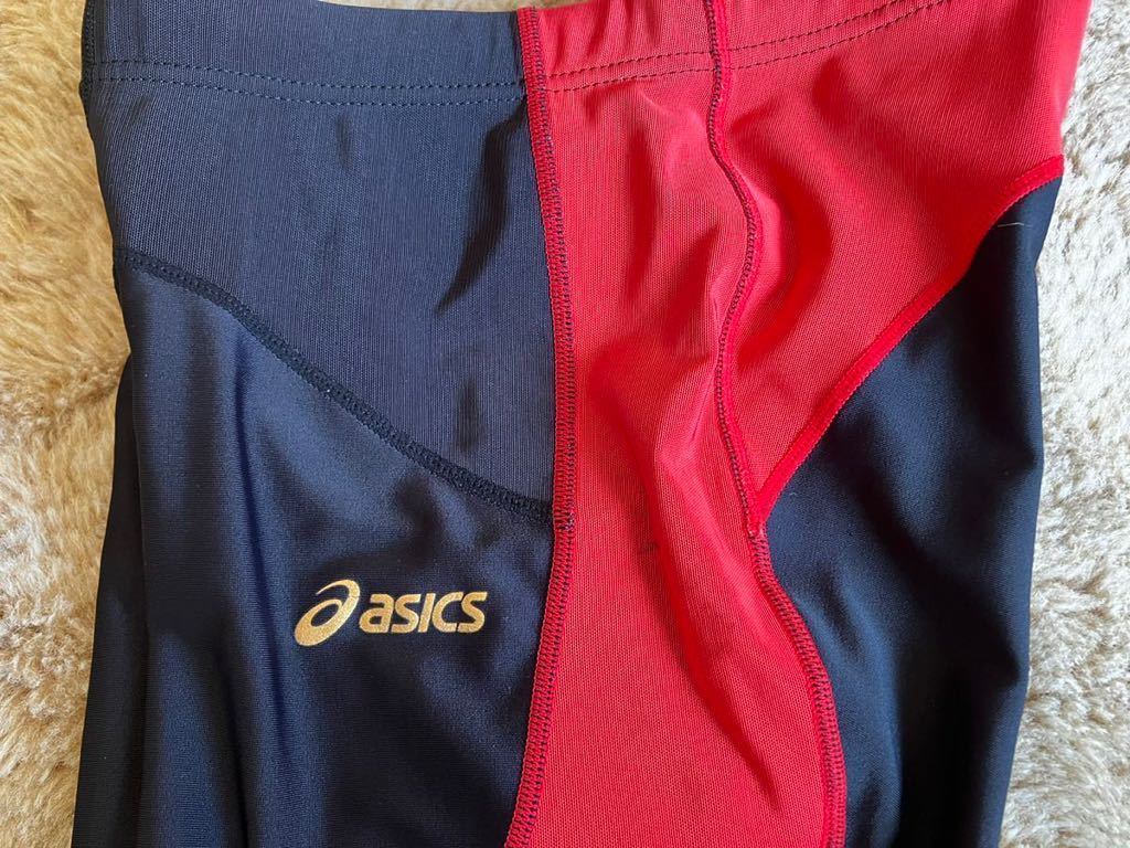 支給限定品　アシックス　陸上　女子用　ロングタイツ　サイズS レッド×ブラック　強光沢　レーシングタイツ