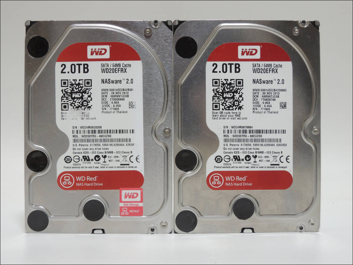 WD20EFRX 2TB WD シリアルナンバー WCC4M3LYR7T0 NAS即日出荷⁄引取可B1