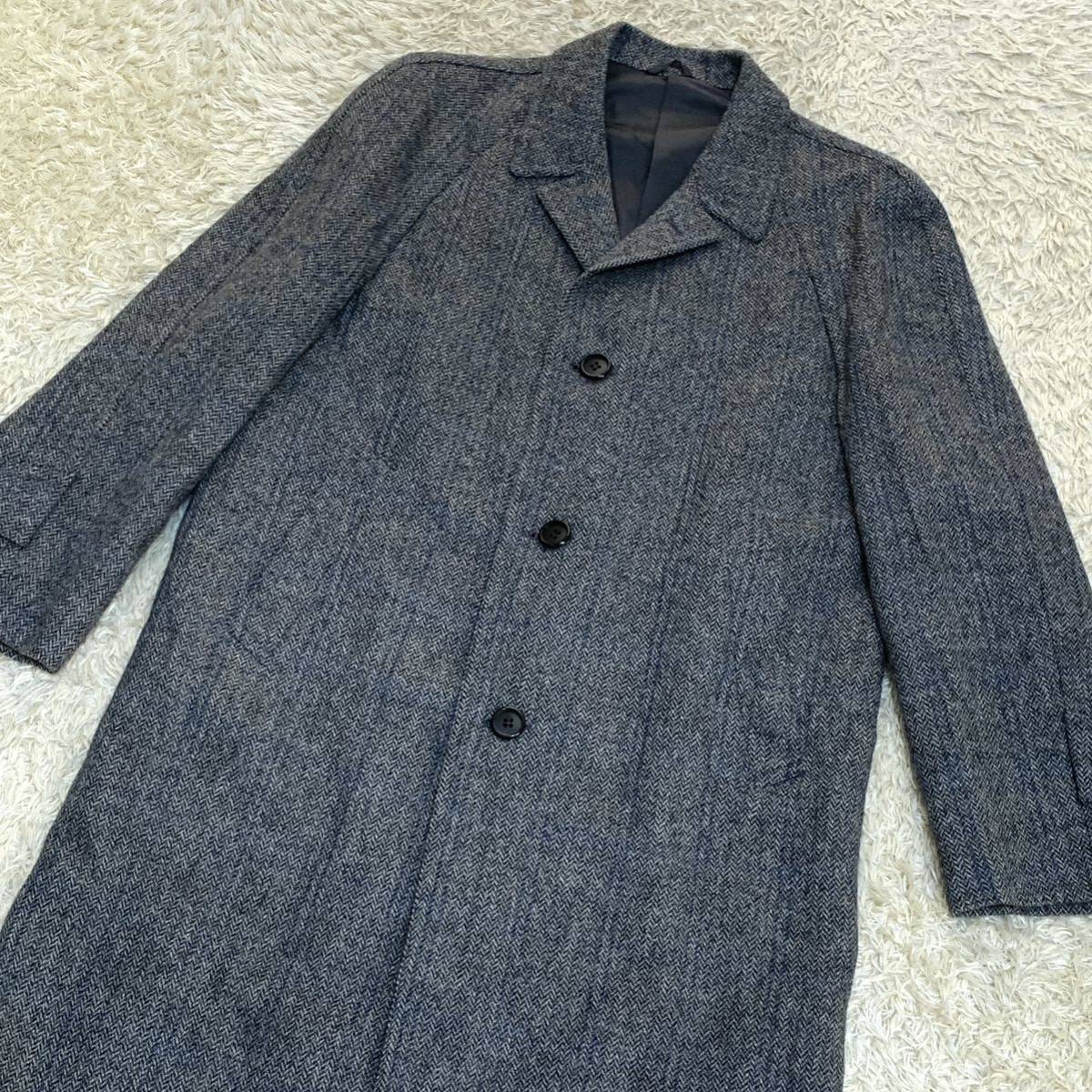 HarrisTweed チェスターコート【魅惑のヘリンボーン】L-XLサイズ相当