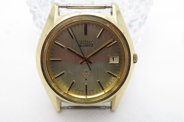 1円～【電池切れ】SEIKO 38　セイコー 38　クオーツ　メンズ腕時計　デイト　ケースのみ　3802-7031　ゴールド　12-2-2　