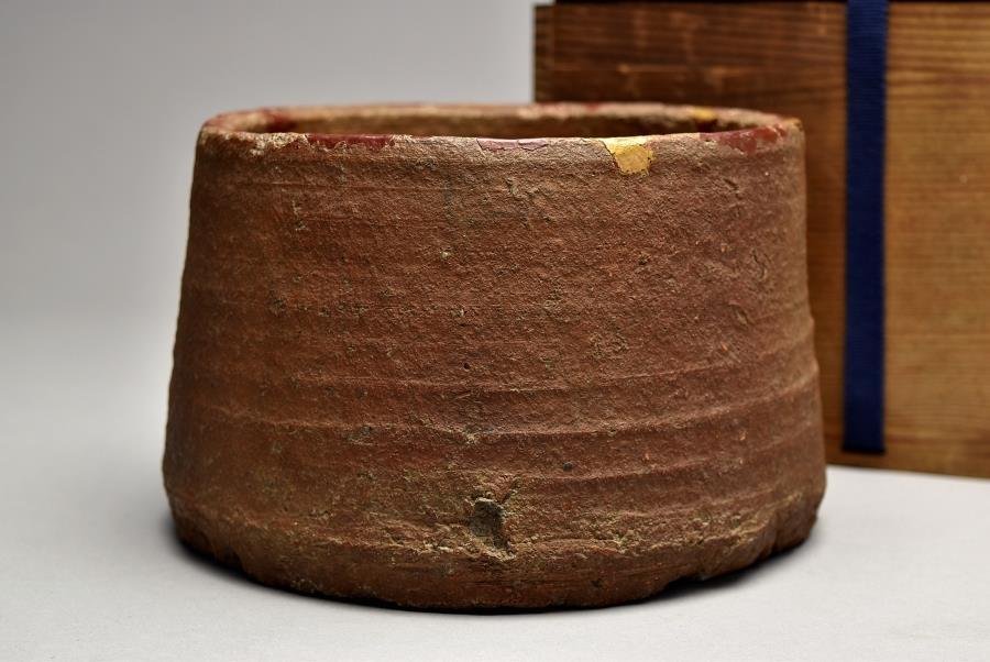 【蔵c4698】古美術　古越前　水指　桶　江戸初期