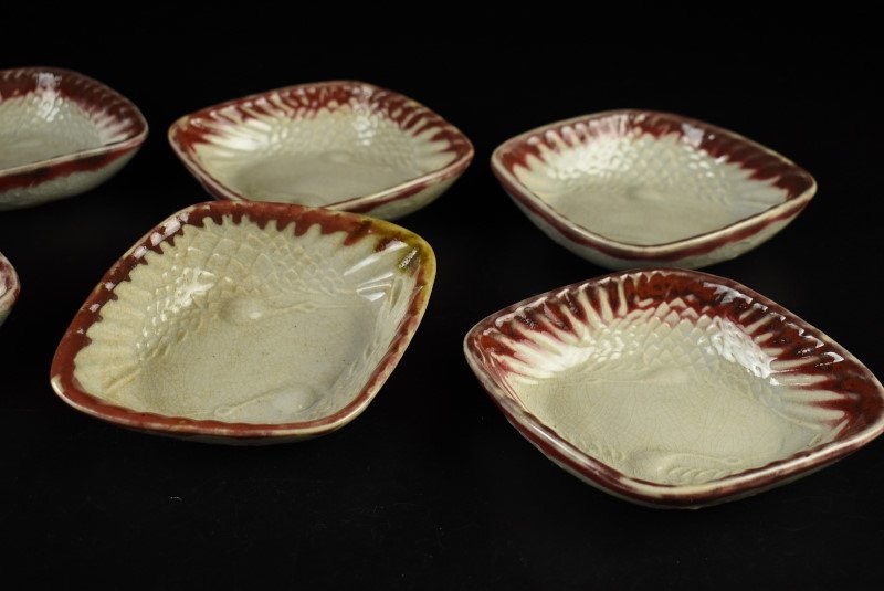 瀬戸焼 春逸 掛分蓋茶碗 5客 10cm 大正期 メルカリ 加藤作助 六代