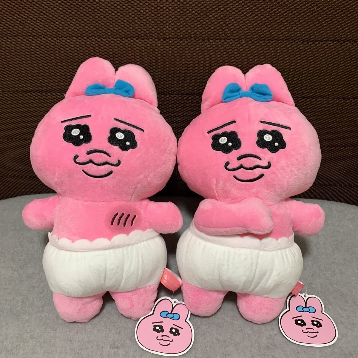 未使用・おぱんちゅうさぎ　胸にポンポン当てる BIGぬいぐるみ　2種セット