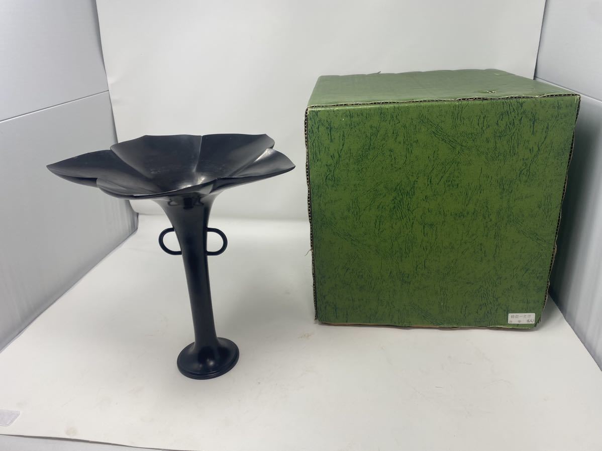 27cm 金属 銅花器 桔梗 一文字 大 花瓶 花器 池坊 銅 生け花 いけばな 