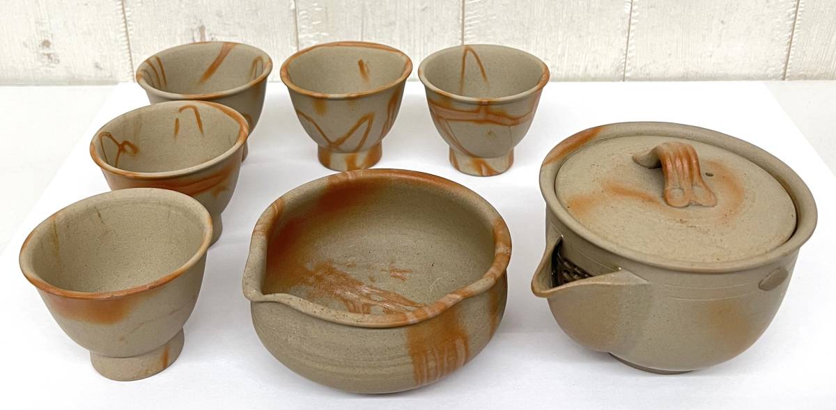 伝統工芸 工芸品 工芸美術 ＊備前焼 木村陶峰 陶峰造 火襷 煎茶器揃 