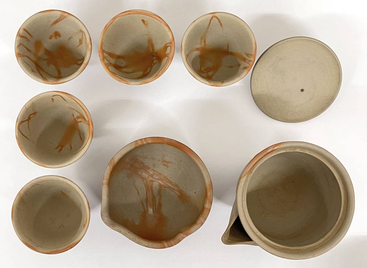 伝統工芸 工芸品 工芸美術 ＊備前焼 木村陶峰 陶峰造 火襷 煎茶器揃 