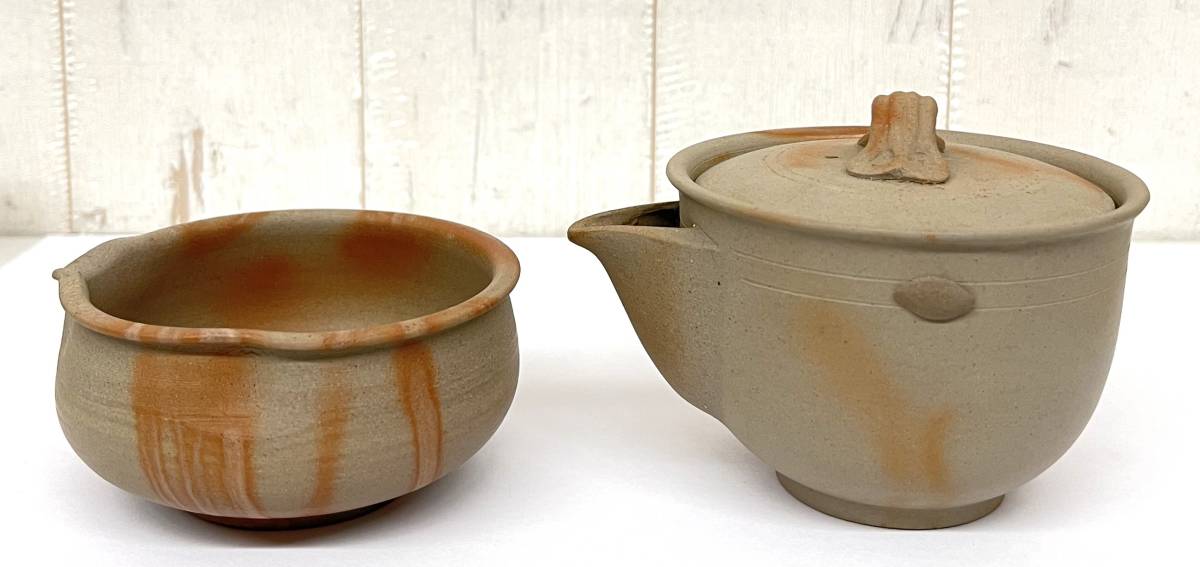 伝統工芸 工芸品 工芸美術 ＊備前焼 木村陶峰 陶峰造 火襷 煎茶器揃 