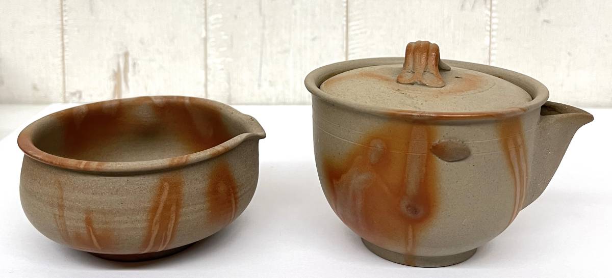 伝統工芸 工芸品 工芸美術 ＊備前焼 木村陶峰 陶峰造 火襷 煎茶器揃