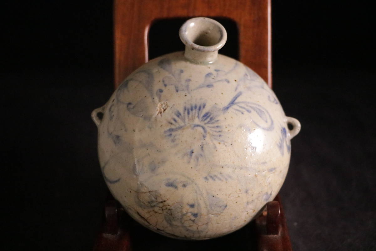 朝鮮美術　李朝　飴釉　碗口瓶　V　R8031B 美術品・アンティーク・コレクション 朝鮮美術 李朝 飴釉 碗口瓶 V R8031B