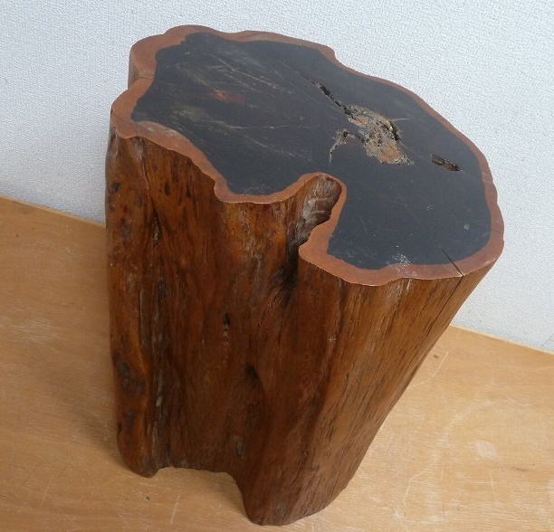 ☆BM)切り株 特大 黒檀 28kg/高さ36.5㎝ 木製 原木 花台 サイド  
