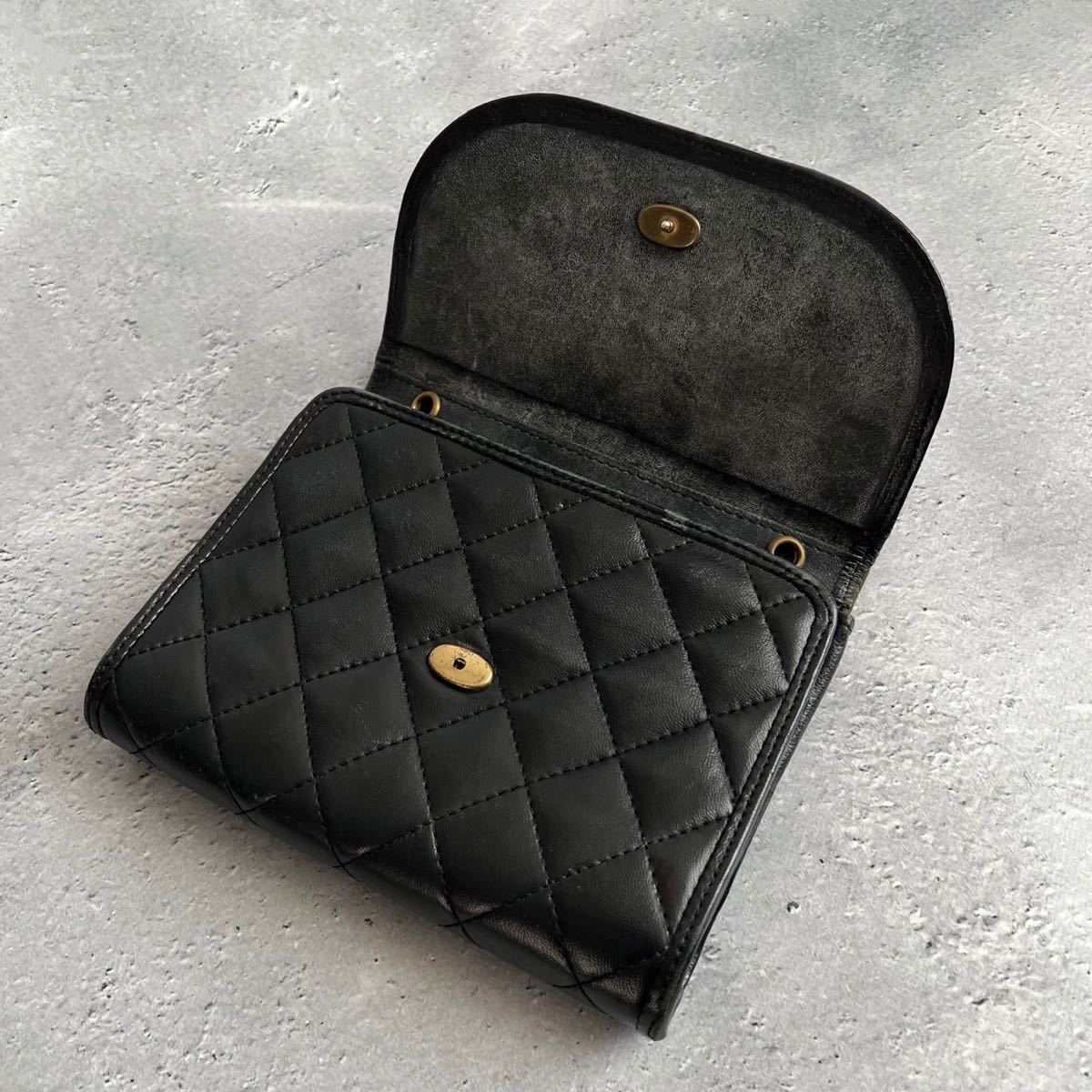 CHANEL シャネル ミニミニマトラッセ ラムスキン ココマーク ポーチ 黒 