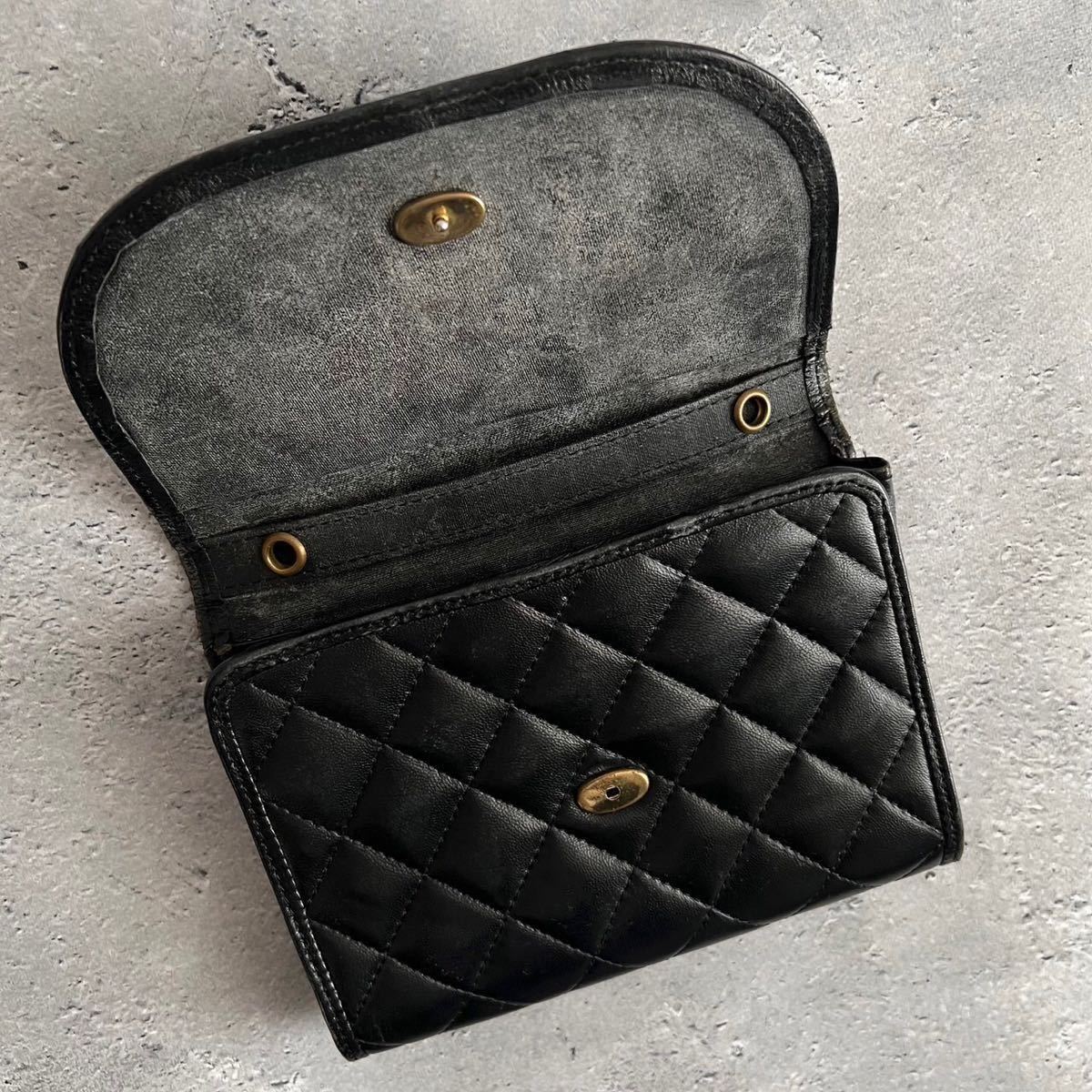 CHANEL シャネル ポーチ ブラック ココマーク レザー vintage