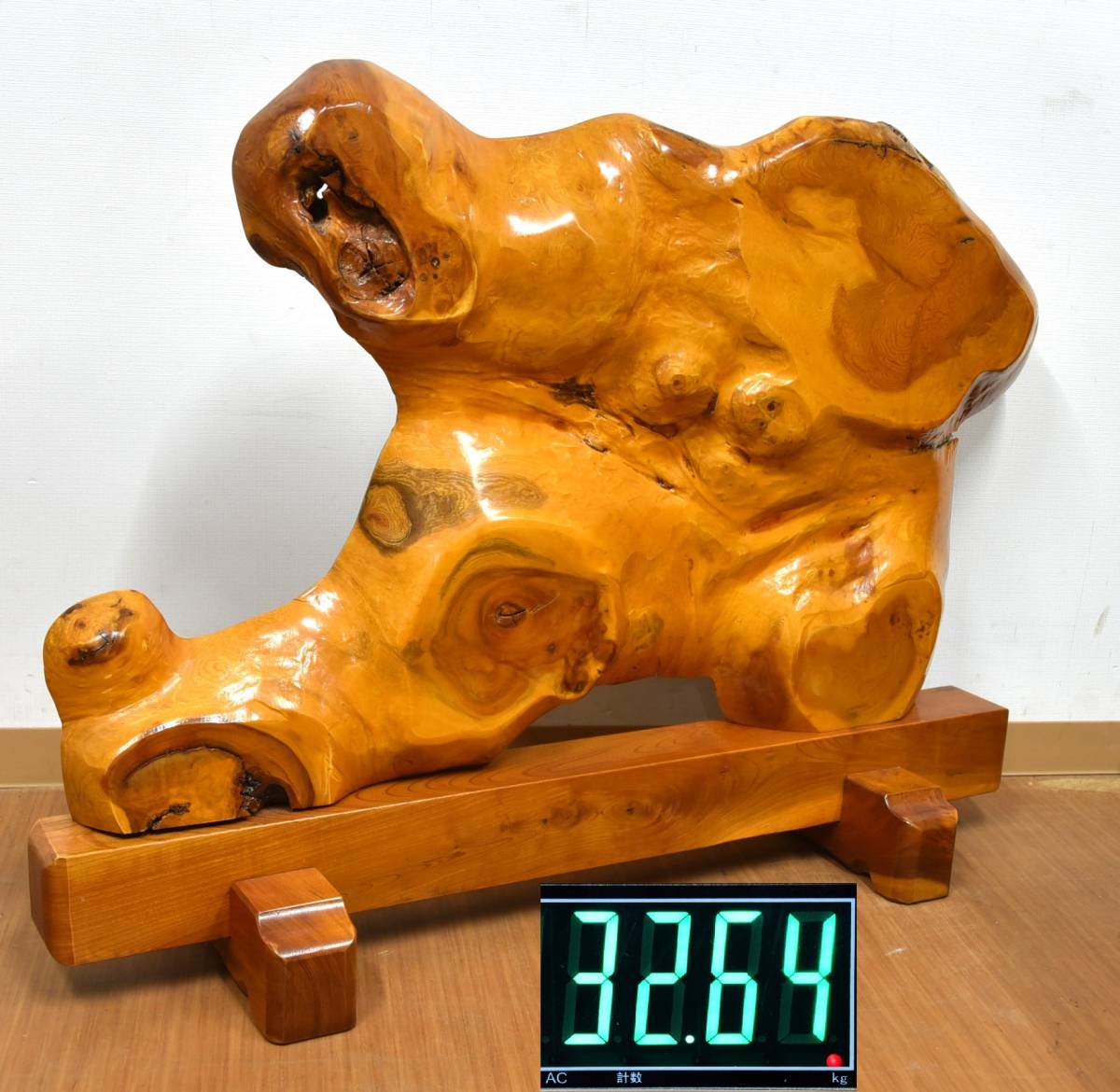 OY12-41【現状品】ケヤキ 足付衝立・パーティション｜欅・けやきの木