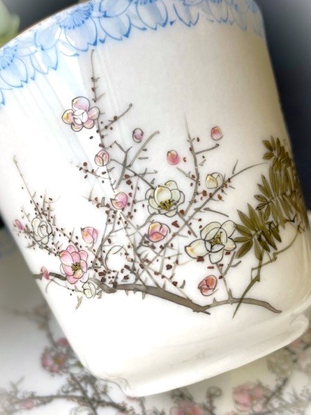 オールドニッポン 輸出品 九谷 横濱焼 「大日本 横浜 水上画」 卵殻手