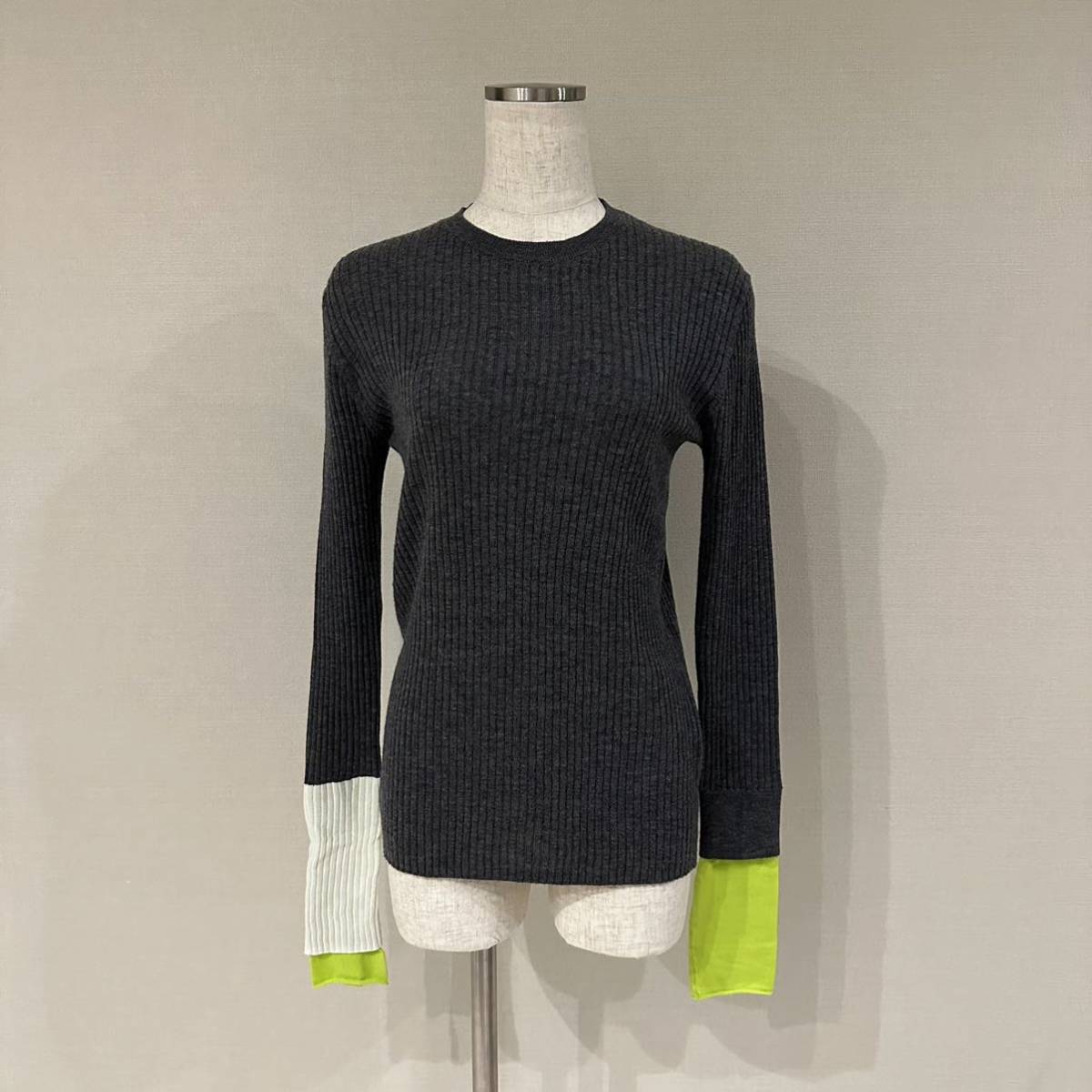 着用数回 美品 ENFOLD エンフォルド レイヤーリブプルオーバー 38 グレー