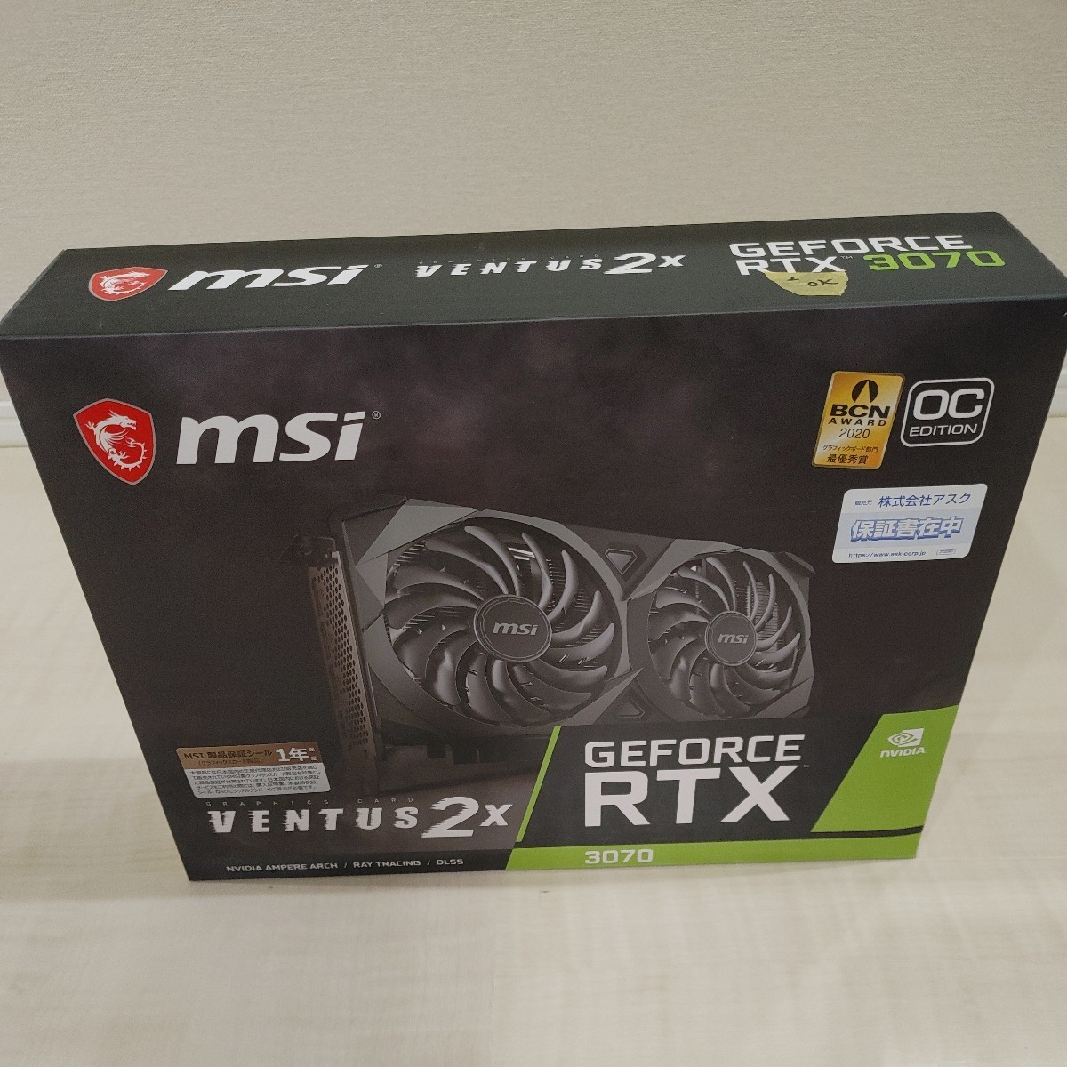 1円スタート2【中古完動品】【非LHR 】MSI GeForce RTX 3070 VENTUS 2X
