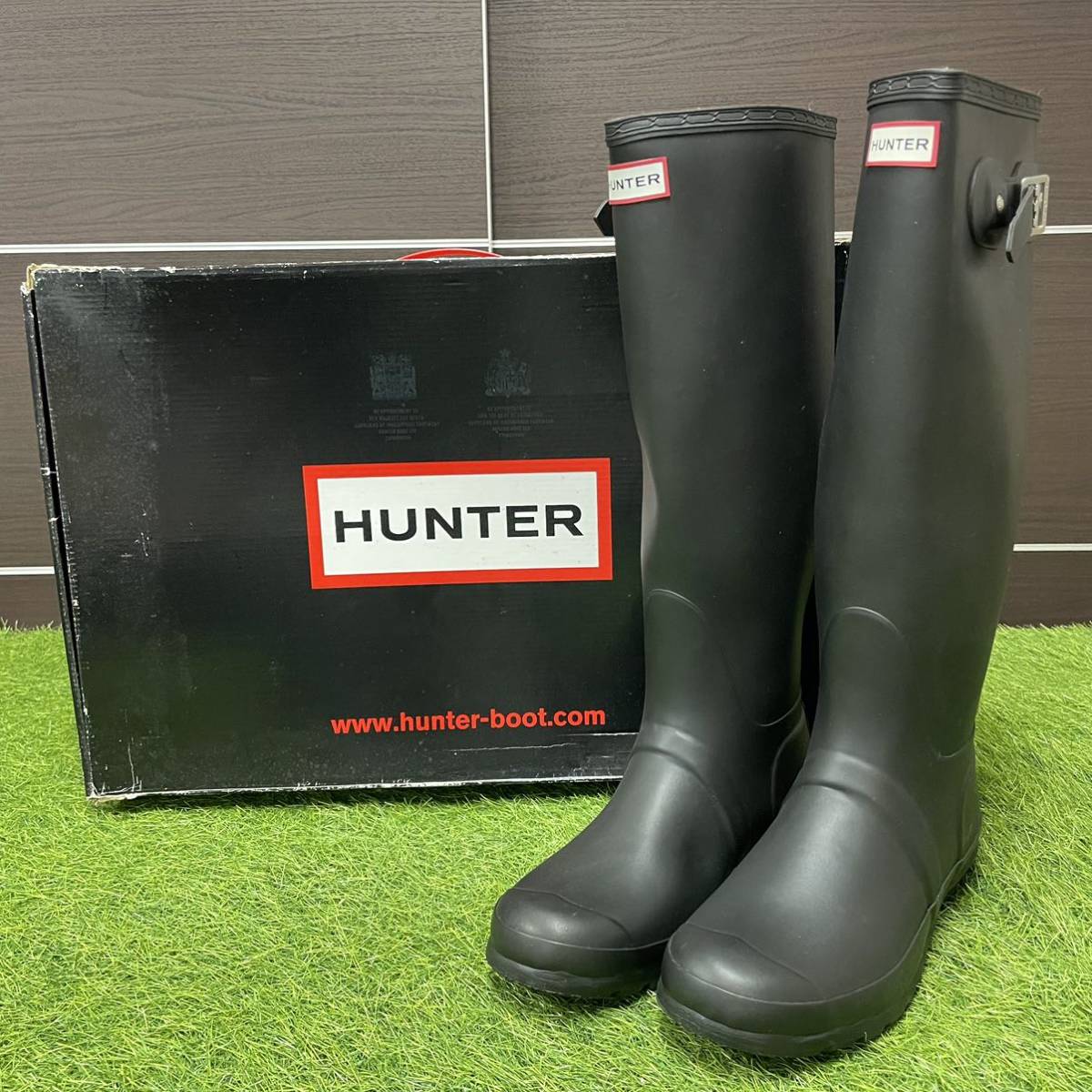 HUNTER ハンター レインブーツ UK6 US8 約25㎝ ブラック 人気靴 定番モデル