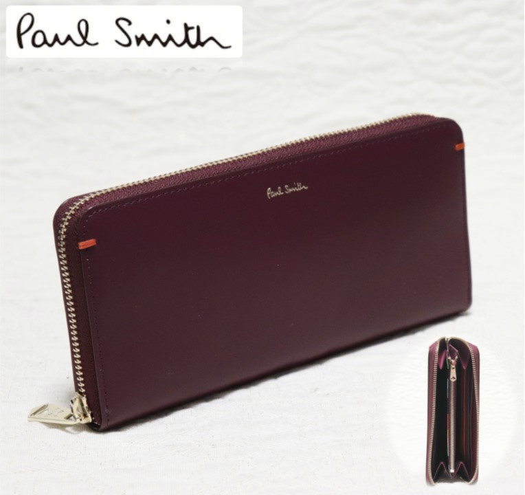 新品箱付き【ポールスミス】サプルレザー ラウンドファスナー長財布 v4268