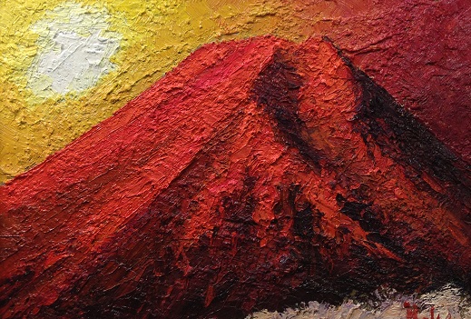 特価特価■油絵日本風景「赤富士」高級額付■新品
