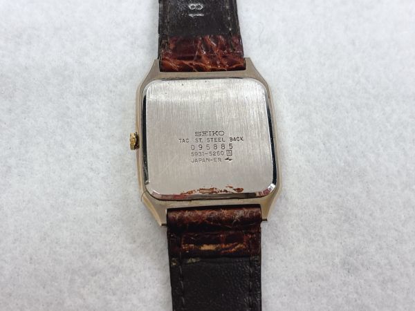 長期保管/ジャンク品 SEIKO 5931-5260 クオーツ スクエア メンズ腕時計