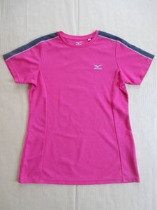送料210円 MIZUNO レディース ワンポイントロゴマーク 半袖 Tシャツ ピンク M ミズノ ス