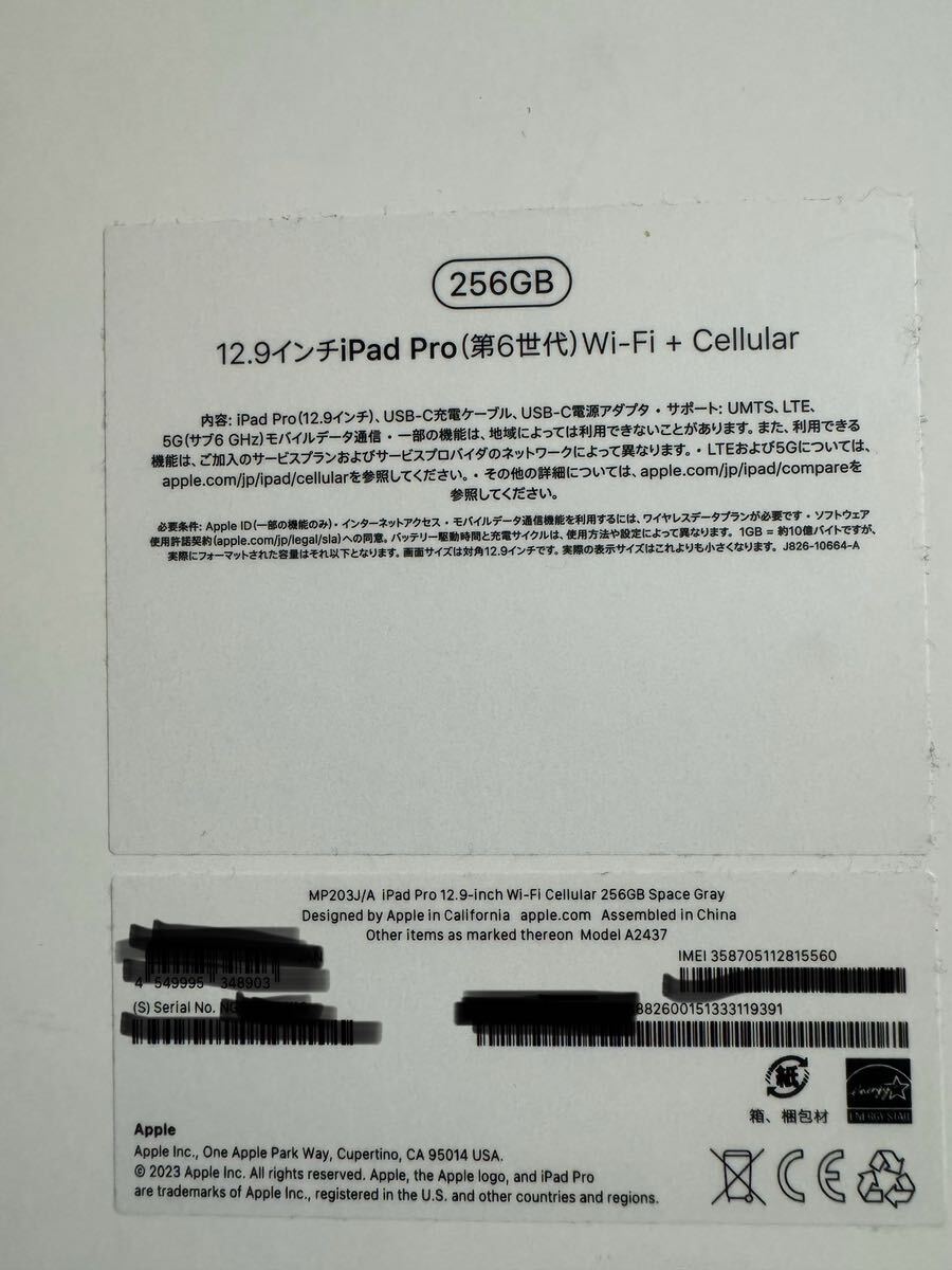 iPad Pro 12.9インチ　第6世代　256GB cellular スペースグレイ_5