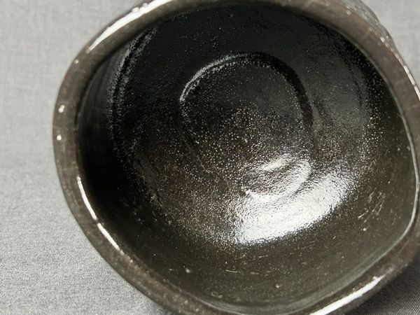 中島正雄 瀬戸黒 茶碗 共箱 共布◇茶道具/茶盃/茶事/茶席/御手前/野点