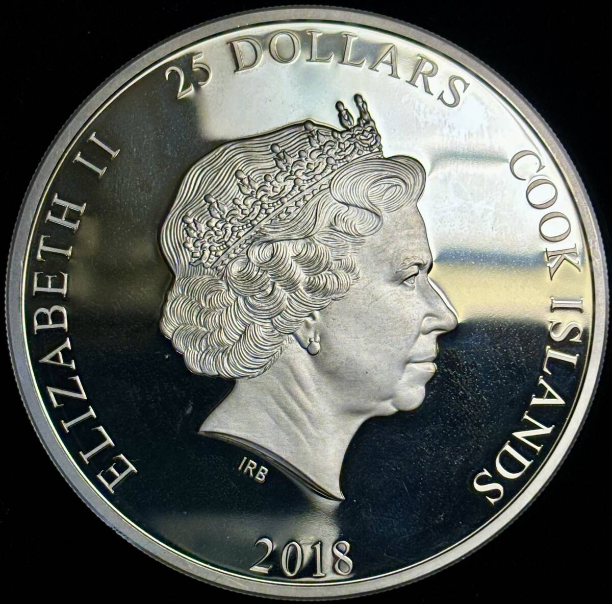 英領クック諸島特大銀貨】(5オンス(156g)純銀 2018年銘 直径65mm