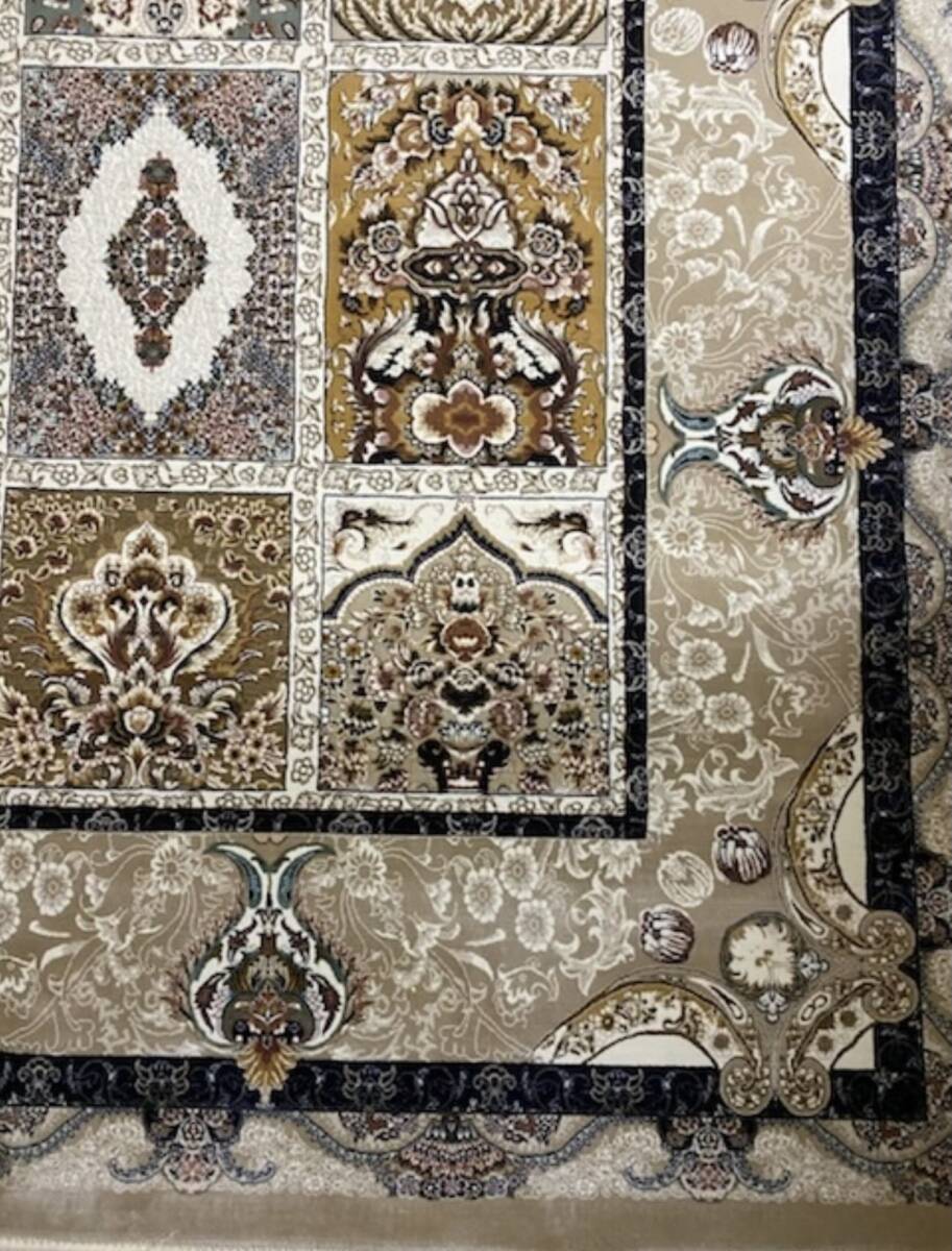 Y3346 高級ペルシャ絨毯 イラン シルク100% 手織り72万ノット 百貨店展示品 大判 最高峰約144万ノット シルク30％ウール70% イラン産