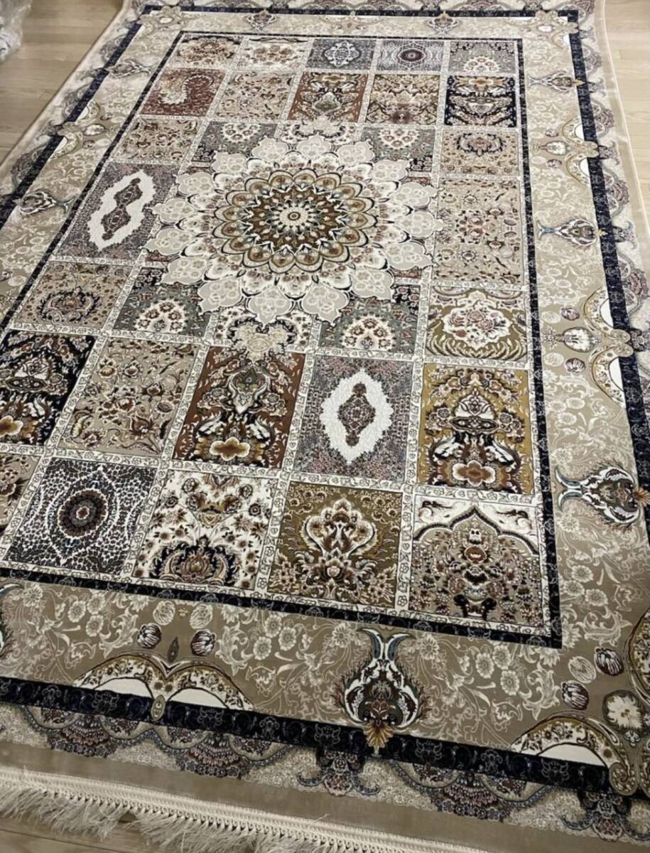 Y3346 高級ペルシャ絨毯 イラン シルク100% 手織り72万ノット 百貨店展示品 大判 最高峰約144万ノット シルク30％ウール70% イラン産