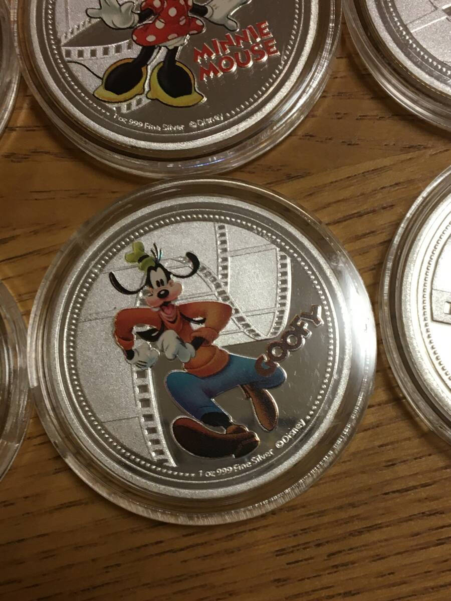 Z25)収蔵品放出2020年ニュージーランド エリザベスⅡ ディズニー ミッキー ミニー ドナルド 等紀念銀貨 コイン カラーメダル 6枚セット_6
