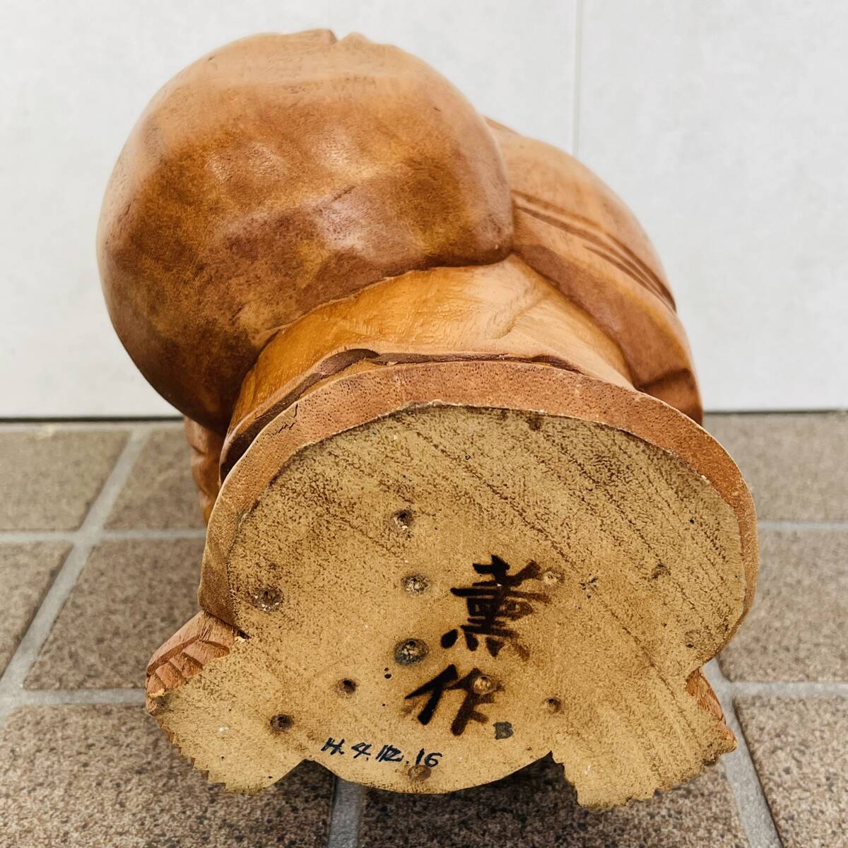 NA7365 恵比寿様 薫作 木彫り 高さ約30cm 七福神 置き物 人形