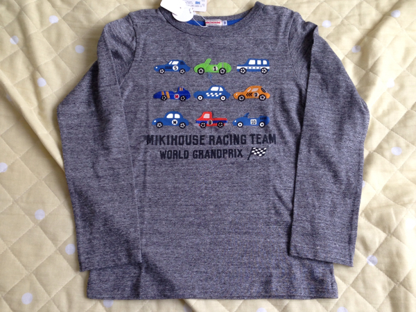 ミキハウス　車いっぱいレーシングTシャツ　１４０　新品タグ付