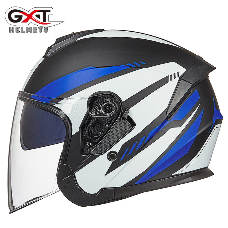バイク用品 ヘルメットジェットヘルメット ダブルシールド バイクヘルメット ハーフヘルメット 半帽 Helmet 男女兼用 全10色 つや消し黒灰_3