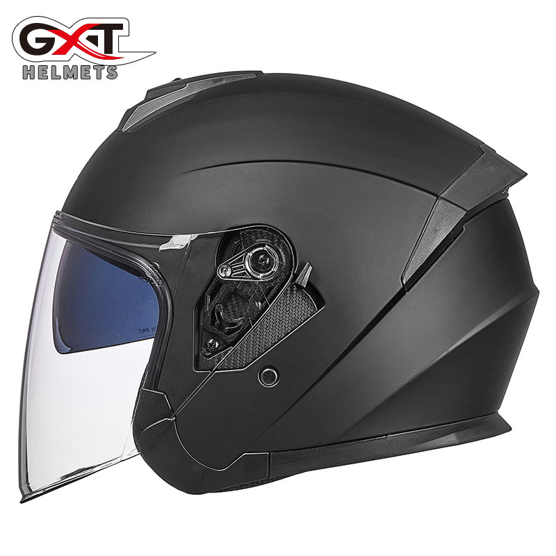 バイク用品 ヘルメットジェットヘルメット ダブルシールド バイクヘルメット ハーフヘルメット 半帽 Helmet 男女兼用 全10色 つや消し黒灰_4