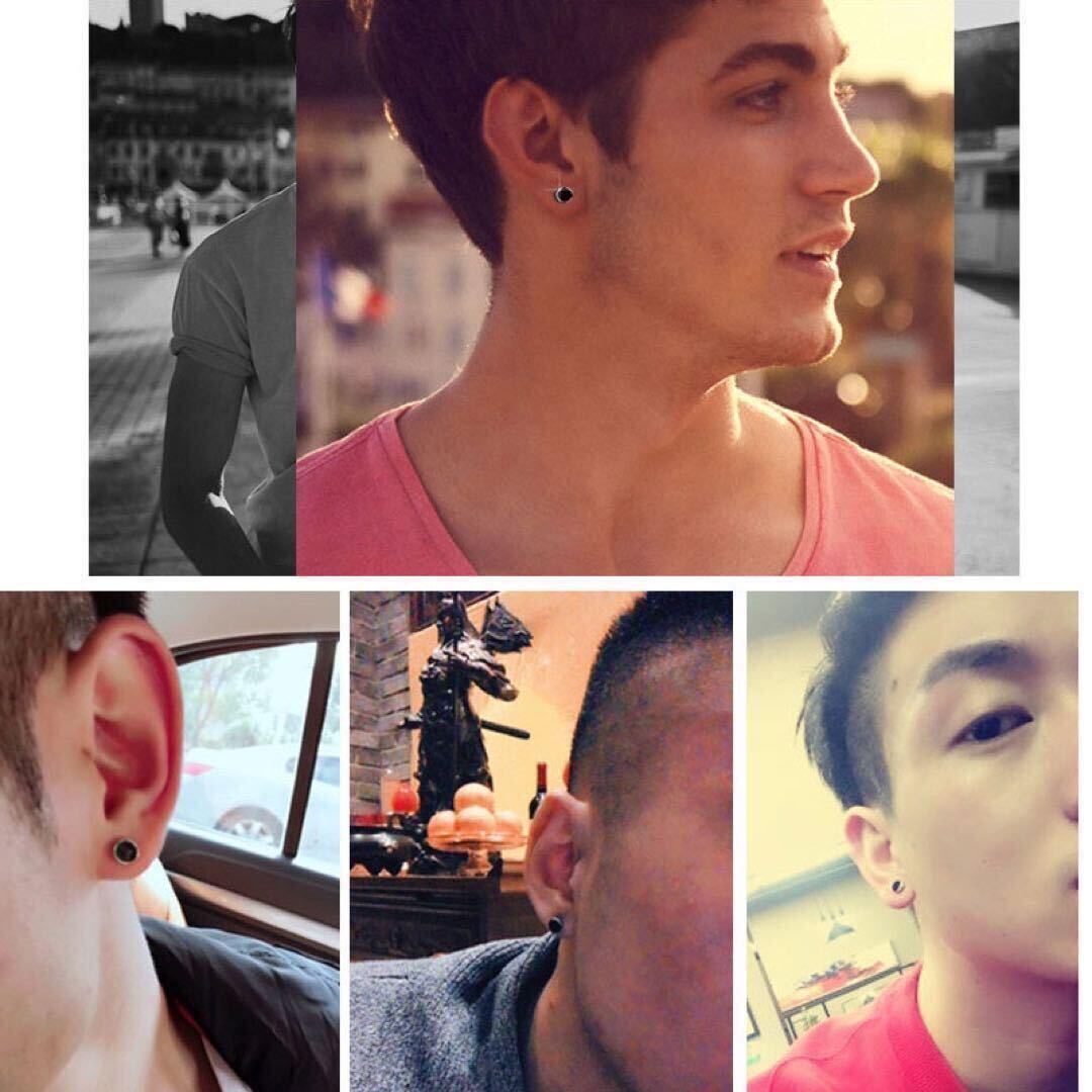 新品未使用S925 メンズ　ピアス ファッション 丸 ブラック 両耳 韓国　おしゃれ　かっこいい　大人気　イベント　クロ　_5