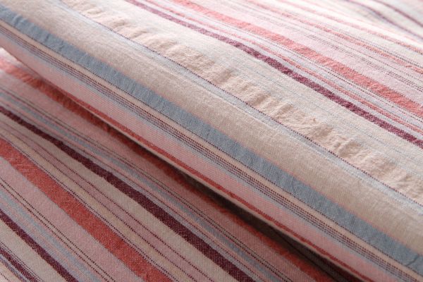 生地♪ 1円 5m ピンク系 ボーダー ワッシャー 麻04_1