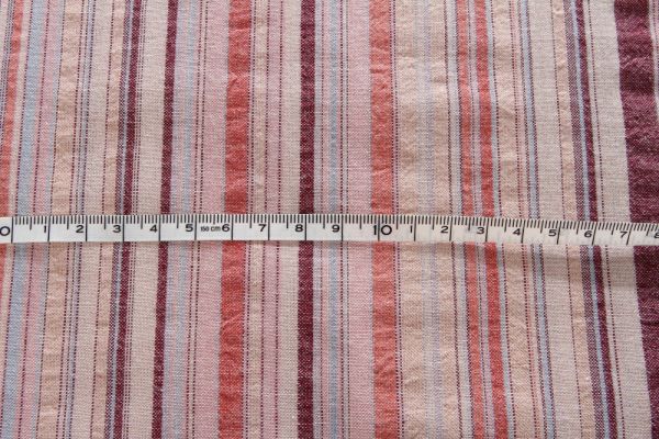 生地♪ 1円 5m ピンク系 ボーダー ワッシャー 麻04_2