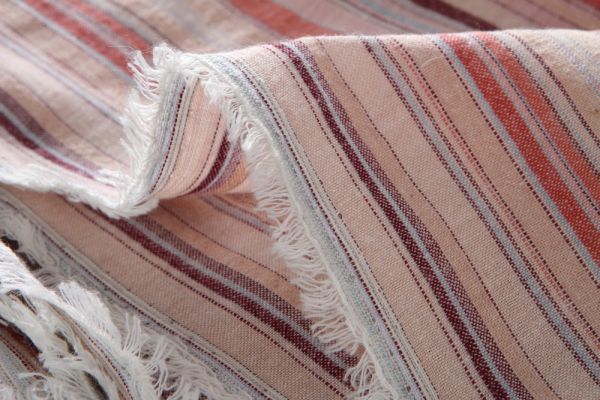 生地♪ 1円 5m ピンク系 ボーダー ワッシャー 麻04_3