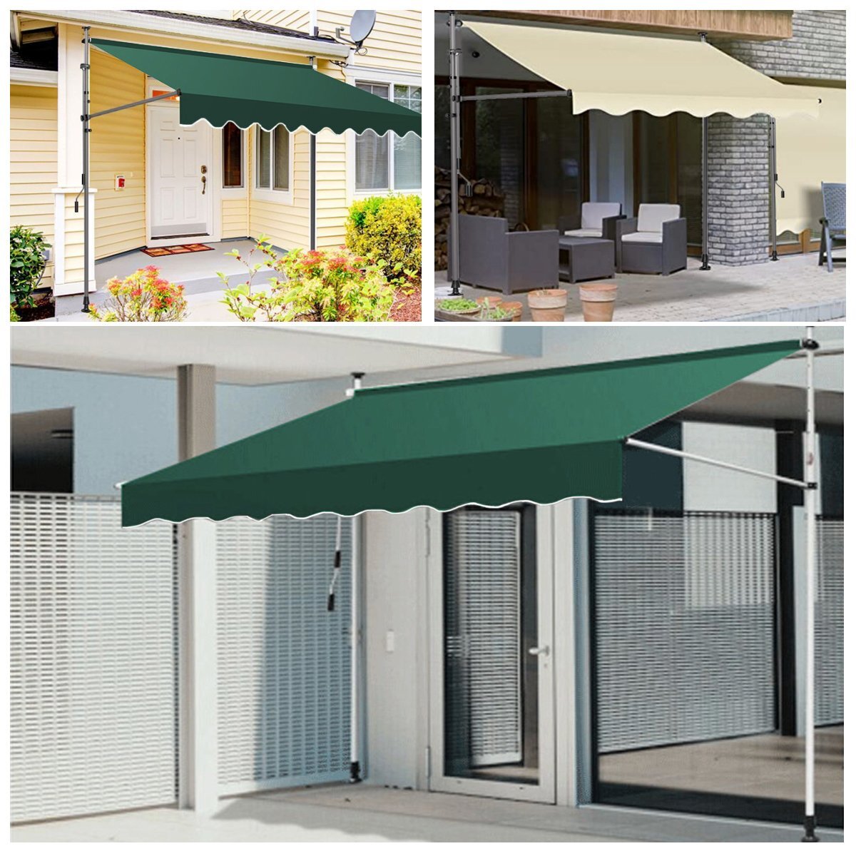 1円～ 売り切り オーニング 3m オーニングテント つっぱり サンシェード 日よけ スクリーン ブラインド ベランダ 雨よけ UVカット TS-02GR_8