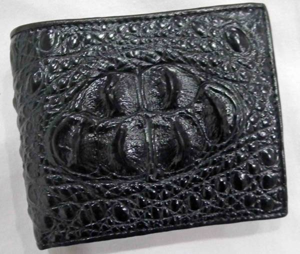 即決！★高級クロコダイル 本物 財布 クラウン付 黒　新品　