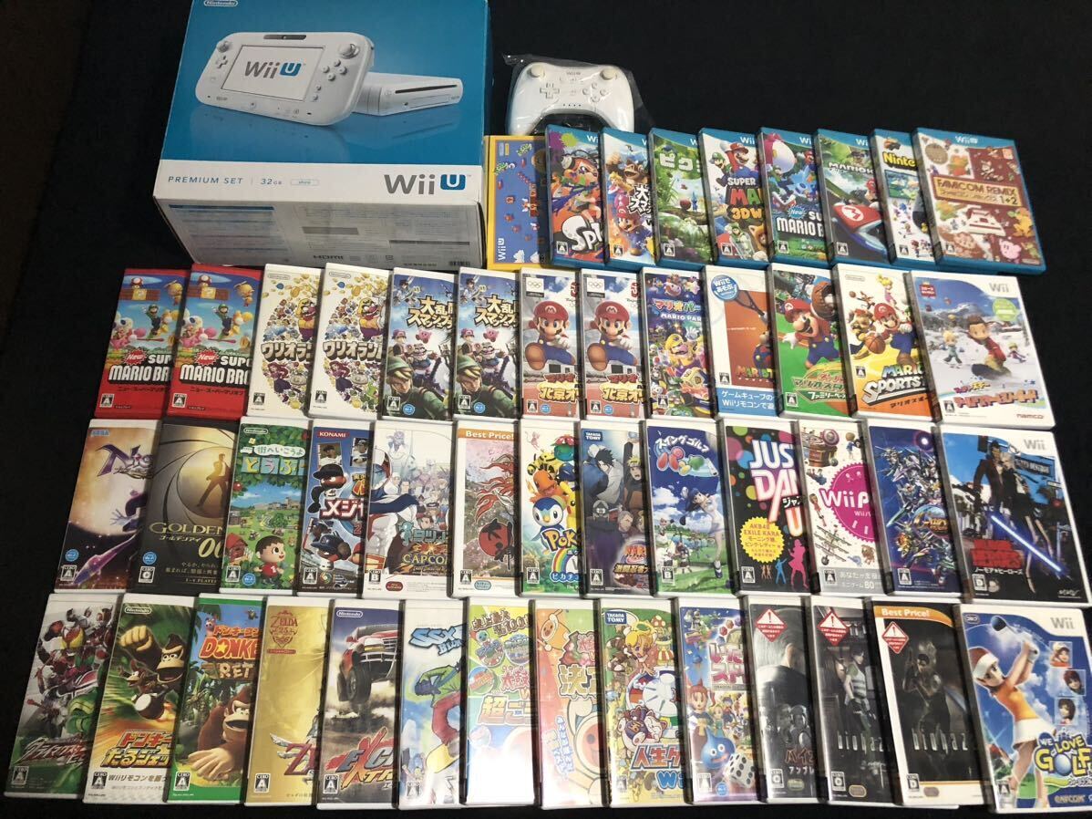 WiiU WiiU本体白+WiiUソフト+Wiiソフト+おまけ(Wii U本体)｜売買された