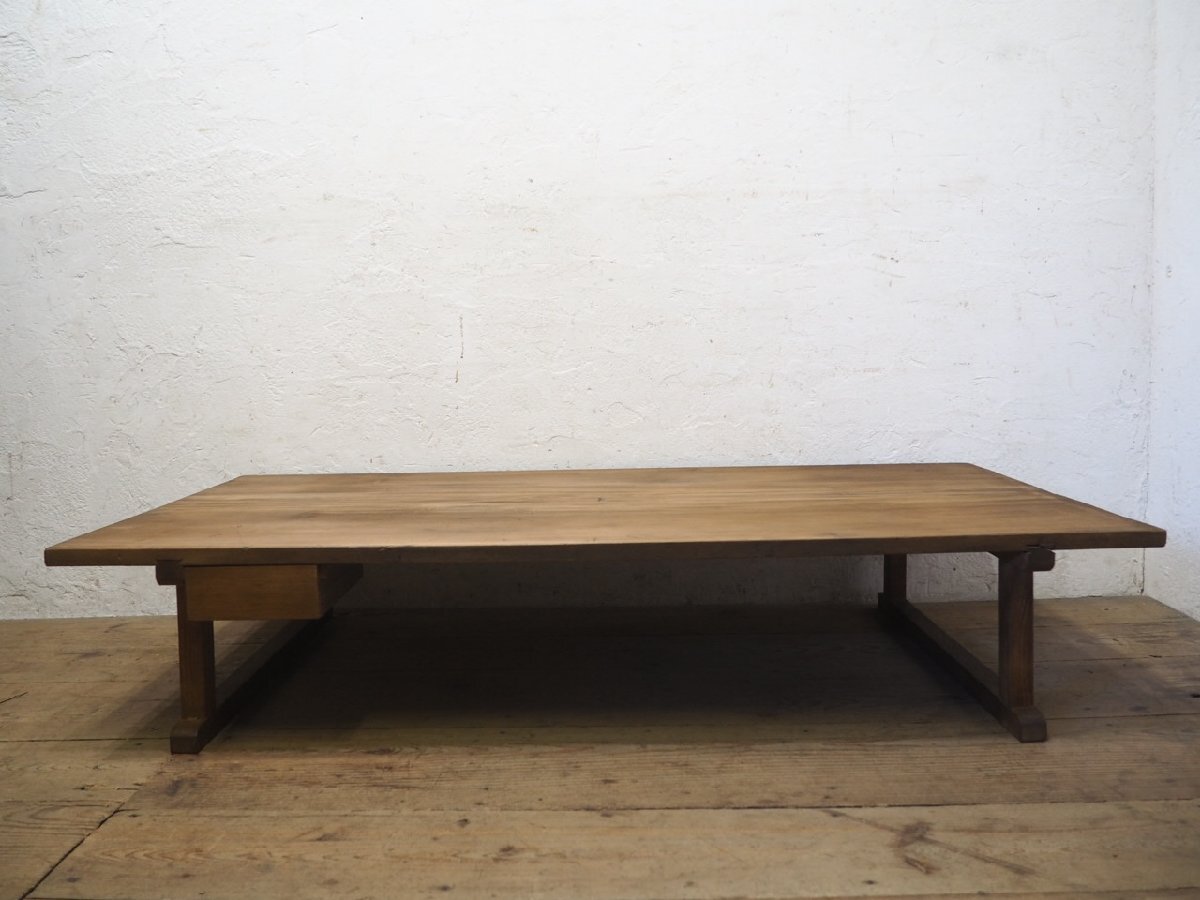 タM0258◇天板W151cm×D76cm◇大きい古い木製ローテーブル◇デスク 展示